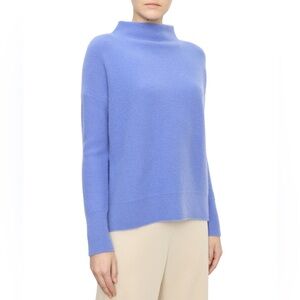SOLD Vince $425 Plush 100% Cashmere Blue Funnel Neck Sweater Wave Quartz M